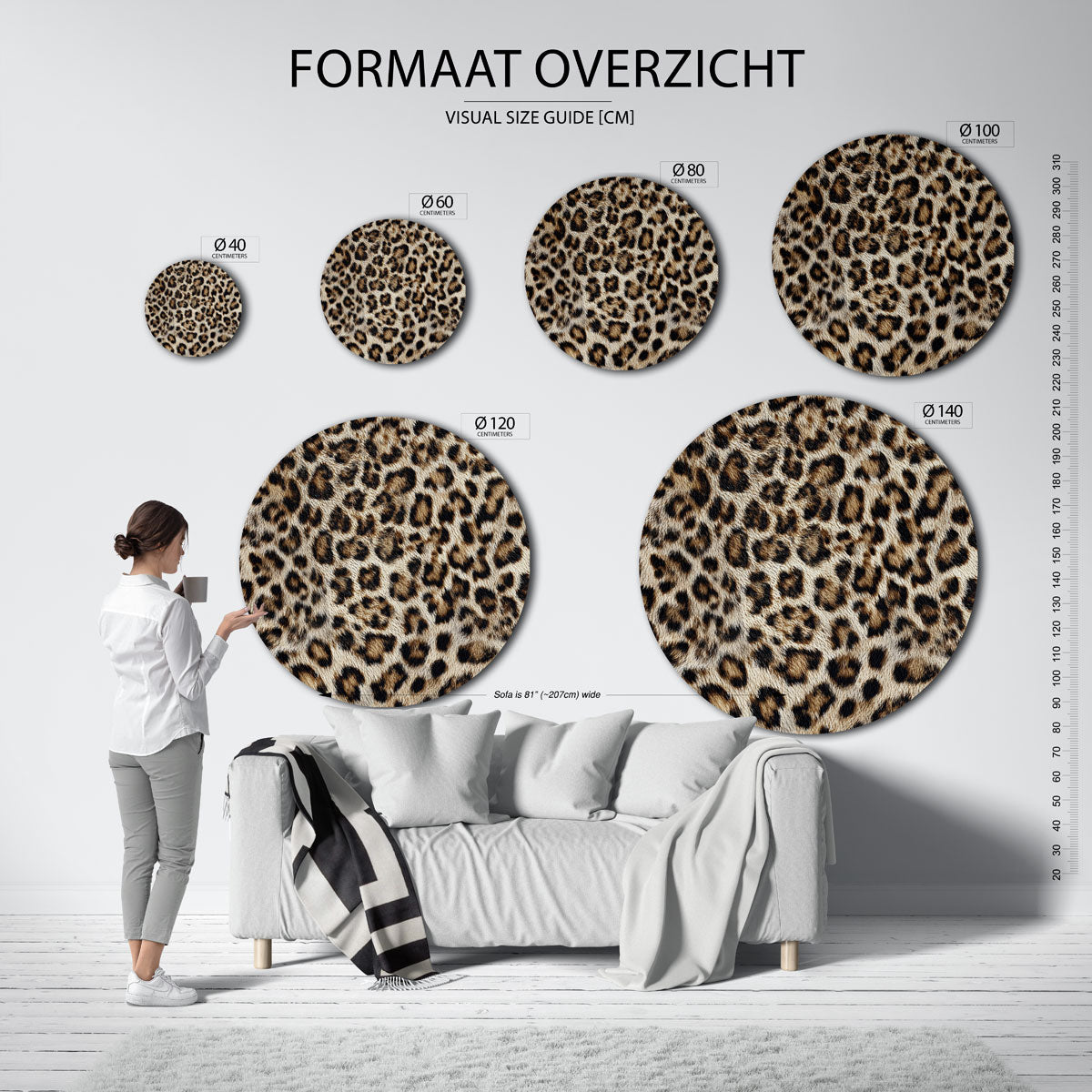 Luipaardprint – safari wandkunst als moderne muurcirkel