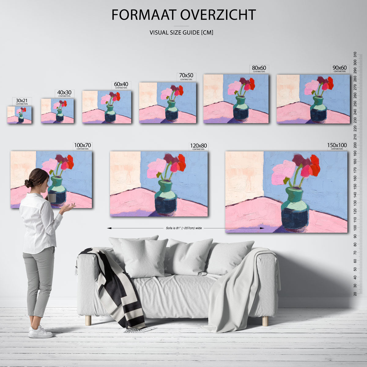 Bloemen in vaas – liggende muurposter met bloemen