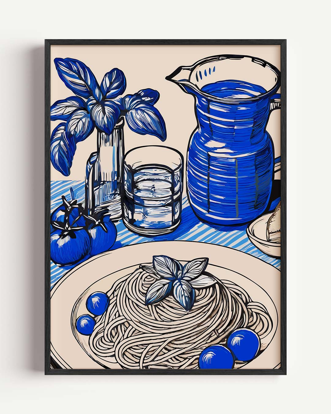 Stijlvolle Keukenposter met Blauwe Accenten – keuken portret poster als wanddecoratie