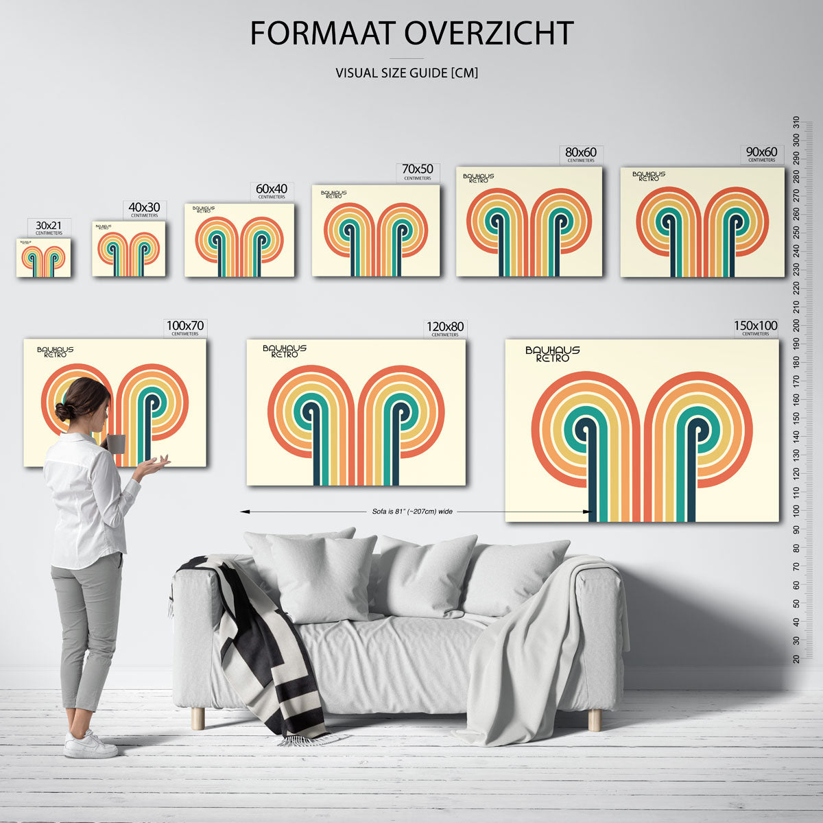 Kleurrijke lijnbogen – geometrische poster in Bauhaus-stijl van WallArtistic