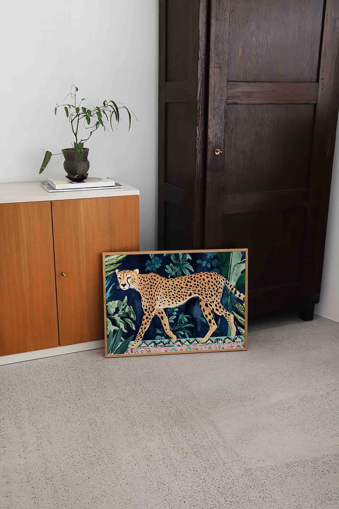 Luipaard in jungle – dierenillustratie als landscape poster