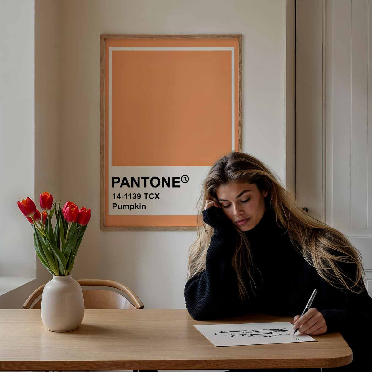 Pantone Stijlvolle Pumpkin – Popart poster als moderne urban wanddecoratie