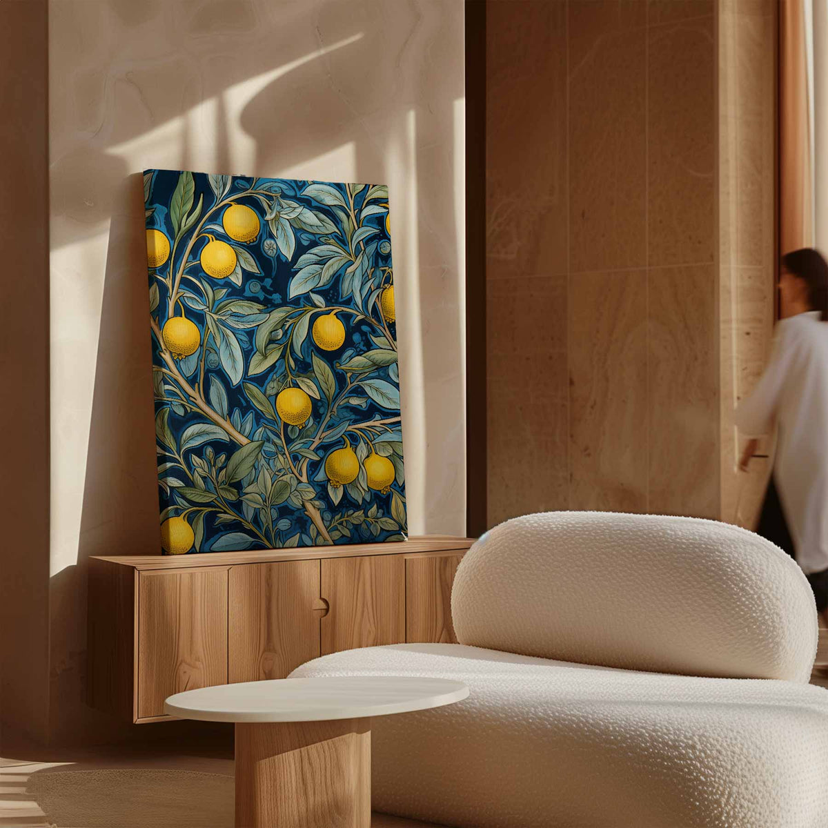 Zonnige Citroenen op Blauw – dibond kunstwerk als wanddecoratie
