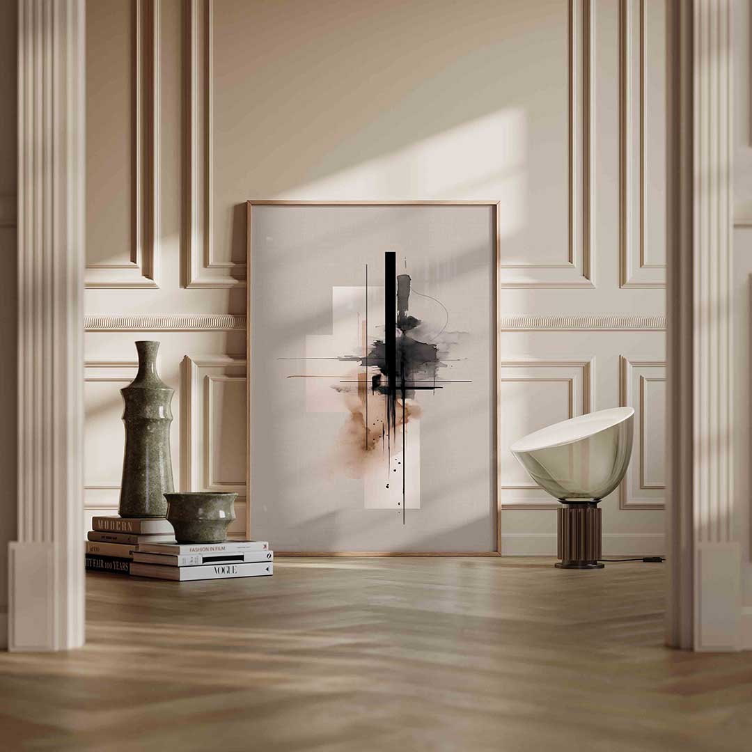 Abstracte lijnen en vormen – staande abstracte wanddecoratie van WallArtistic