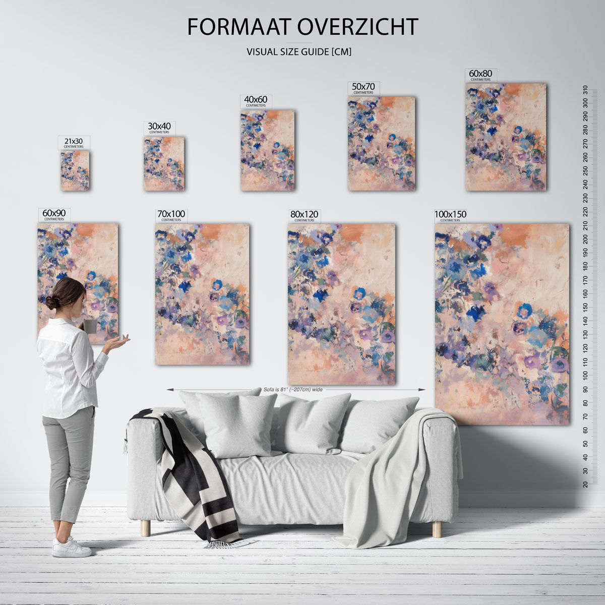 Bloemmotief – staande muurposter met hedendaagse illustratie