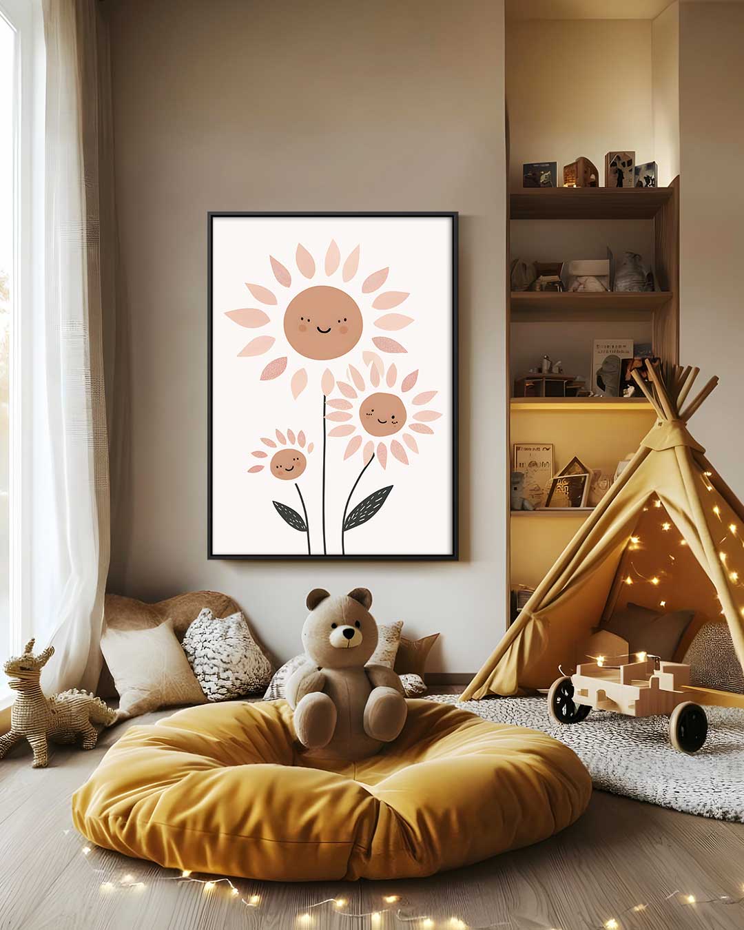 Vrolijke Bloemenfamilie – staand kunstwerk voor modern interieur
