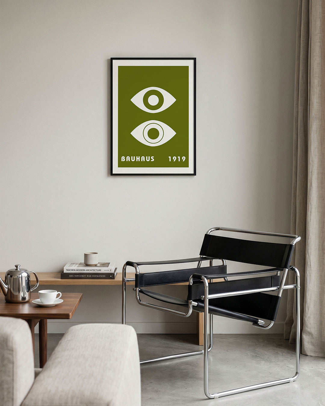 Oogvormen en tekst – geometrische Bauhaus poster in staand formaat