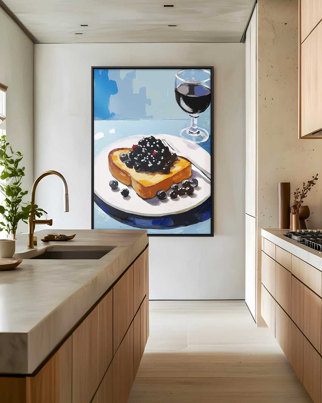 Blauwe Bessen Ontbijtdatje – staand kunstwerk voor modern interieur