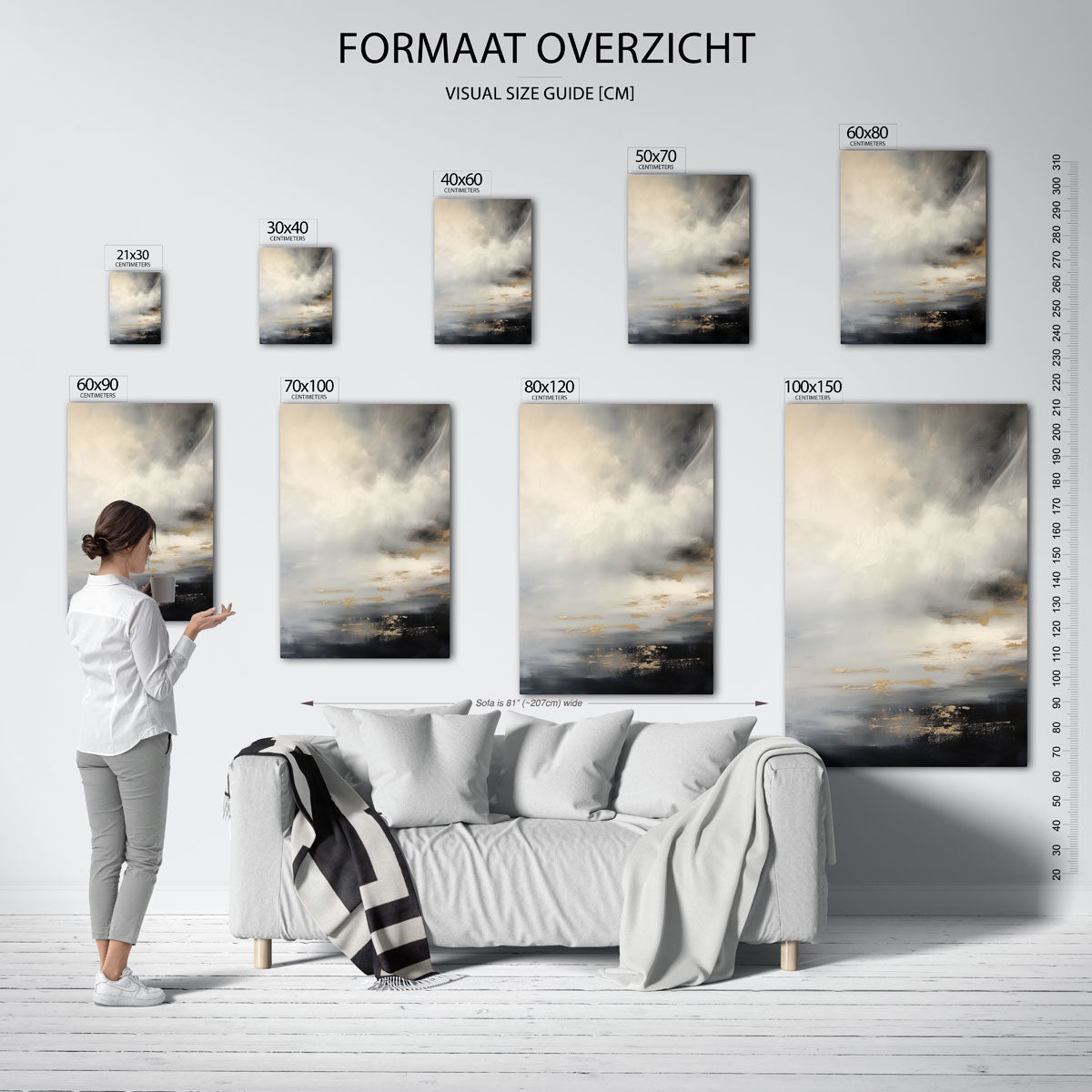 Abstracte wolken – staande muurposter met botanisch thema