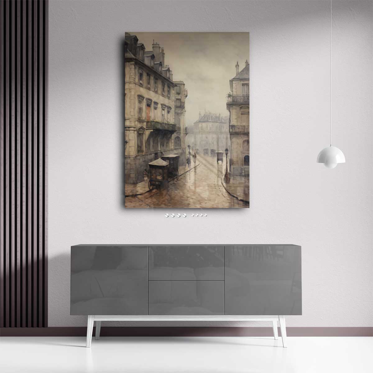 Mistige Straat in Parijs – staand kunstwerk voor modern interieur