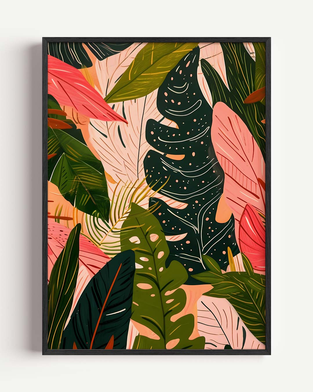 Botanische Bladeren Woonkamerposter – Popart en Streetart portret poster als wanddecoratie