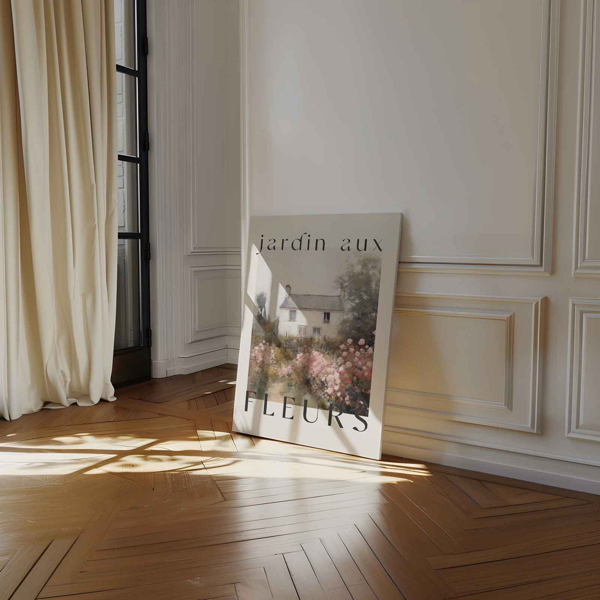 Franse Bloementuin Poster – staand kunstwerk voor modern interieur