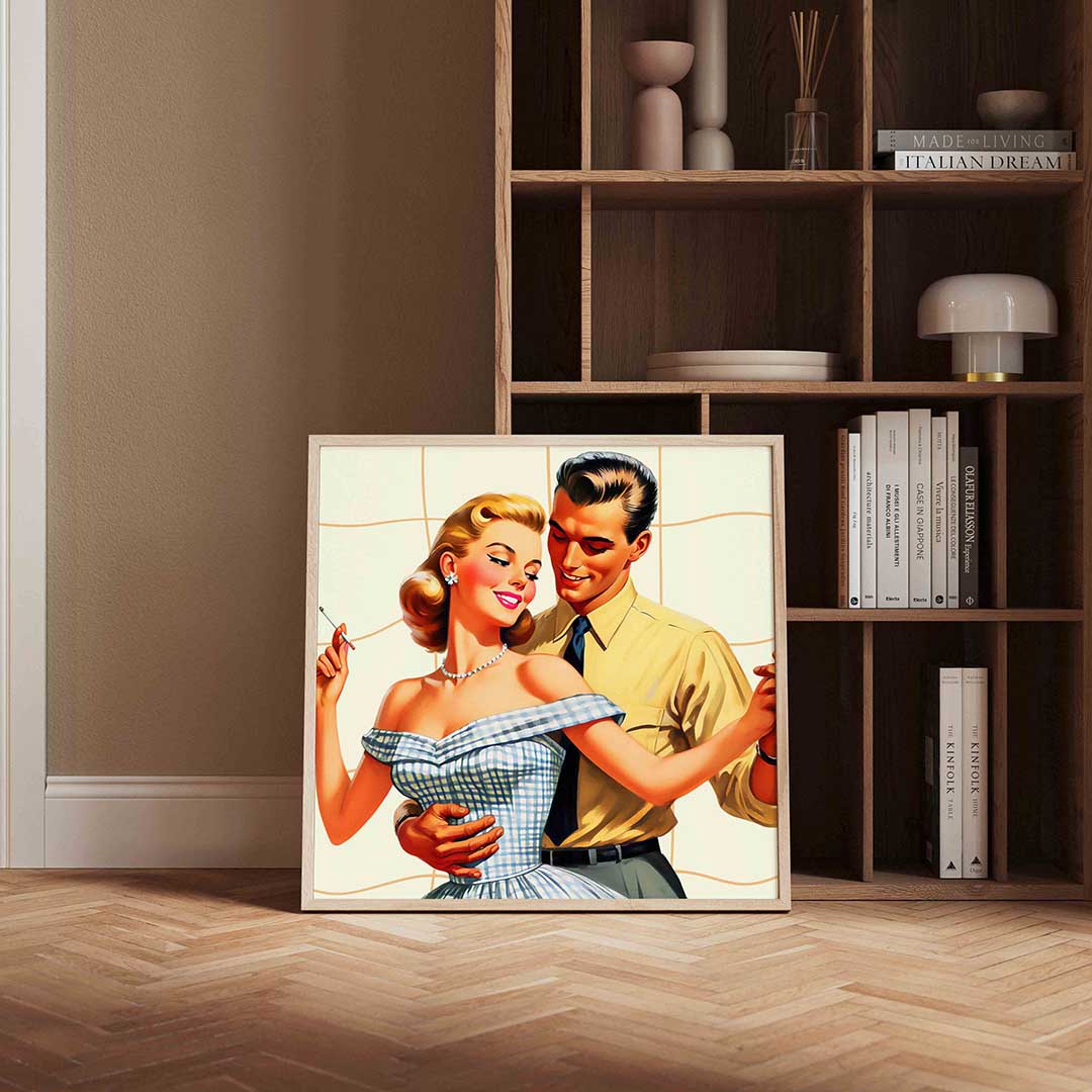 Dansend koppel – kleurrijke Pop Art poster in vierkant formaat