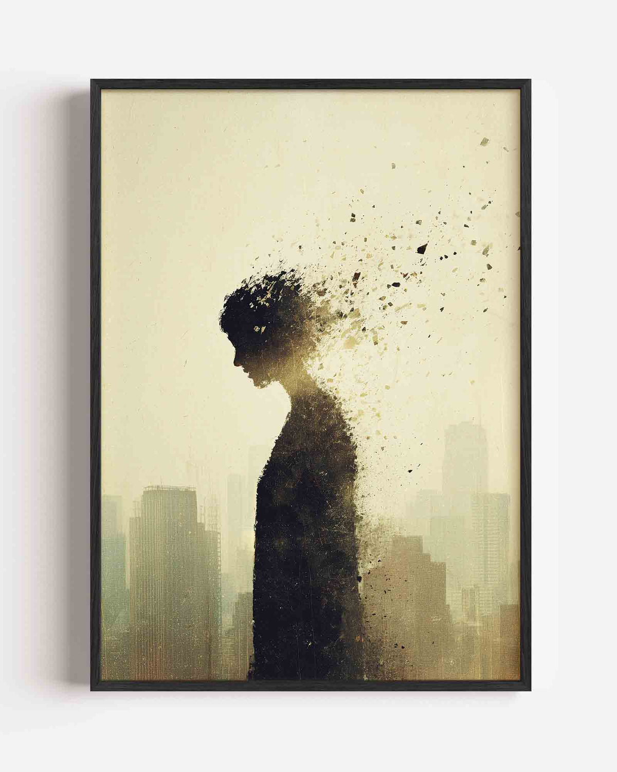 Stadssilhouet met figuur – abstracte portret poster als wanddecoratie