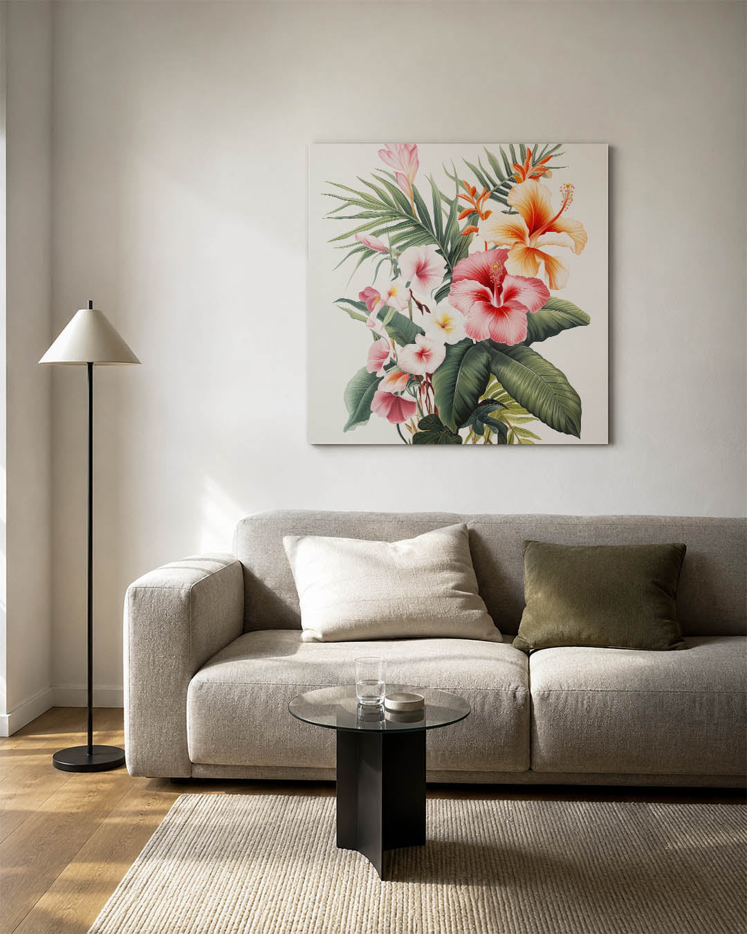 Bloemenpracht kunstwerk – detailweergave – dit kunstwerk toont een weelderige compositie van bloemen in levendige kleuren