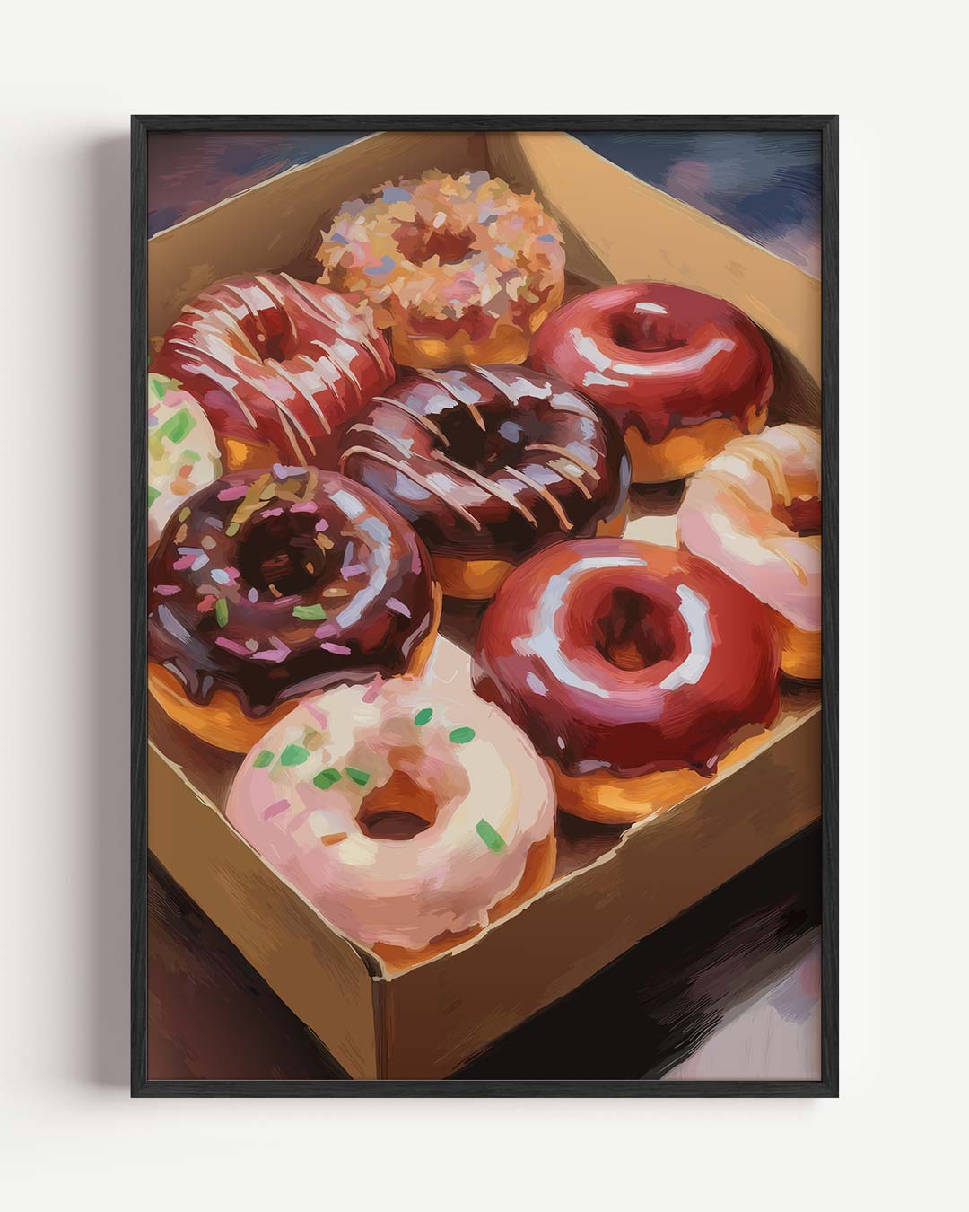 Kleurrijke Donut Delight – keuken portret poster als wanddecoratie