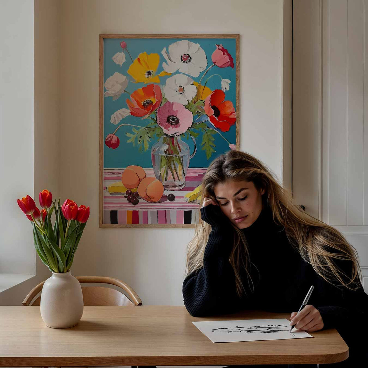 Vrolijke Bloemen en Fruit – bloemen poster als moderne staande wanddecoratie