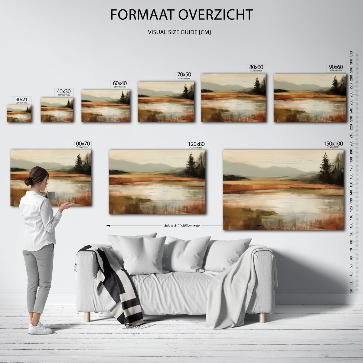Landschap met bomen – liggende muurposter met kleurrijke abstracte vormen