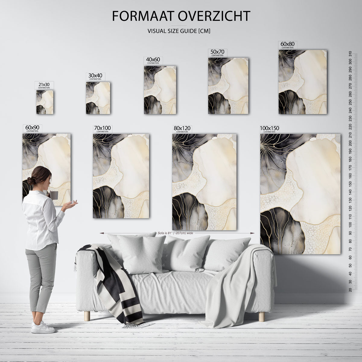 Organische lijnen en patronen – staande muurposter met zachte abstracte vormen