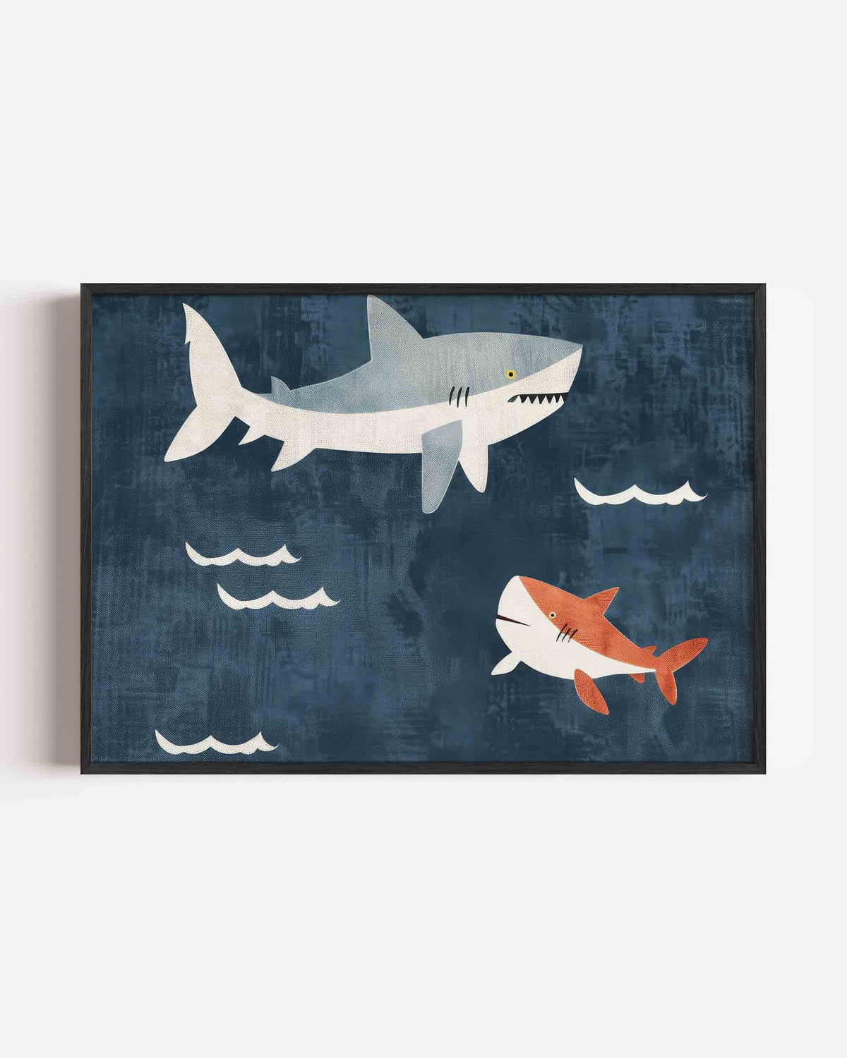 Twee haaien en golven – landscape kinderposter als wanddecoratie