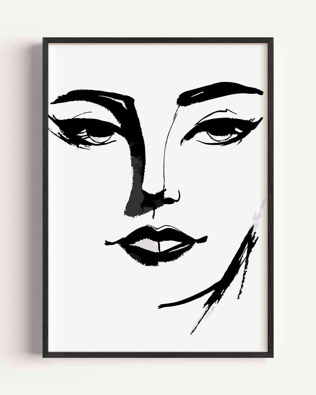 Minimalistische Gezichtsillustratie – Popart en Streetart portret poster als wanddecoratie