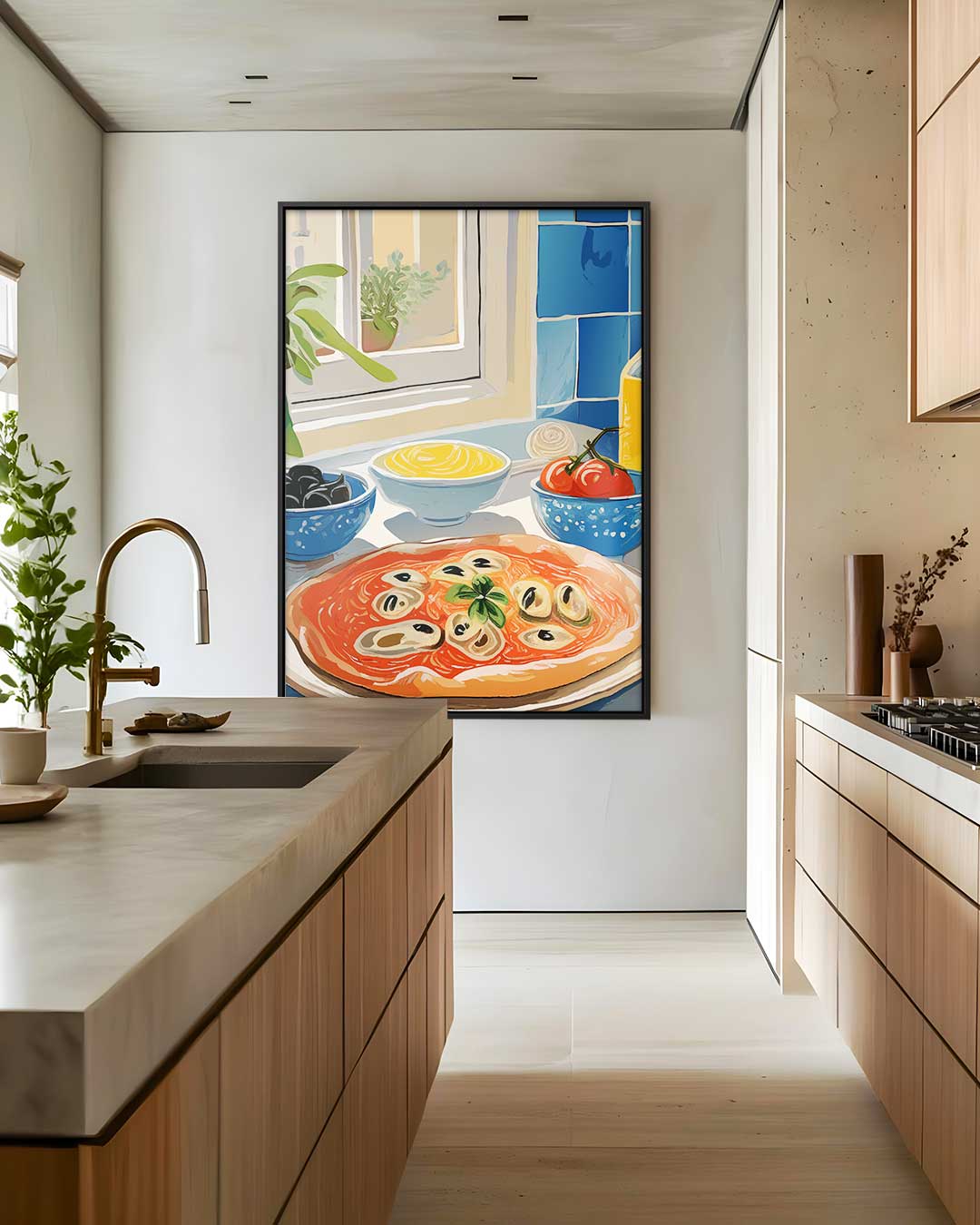 Pizza aan het Raam – staand kunstwerk voor modern interieur
