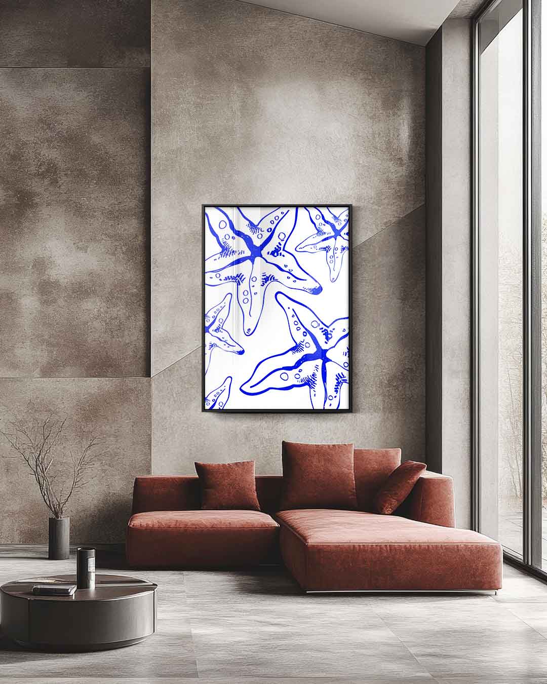 Speelse Zee Ster Illustratie – staande wandkunst voor woonkamer of interieur