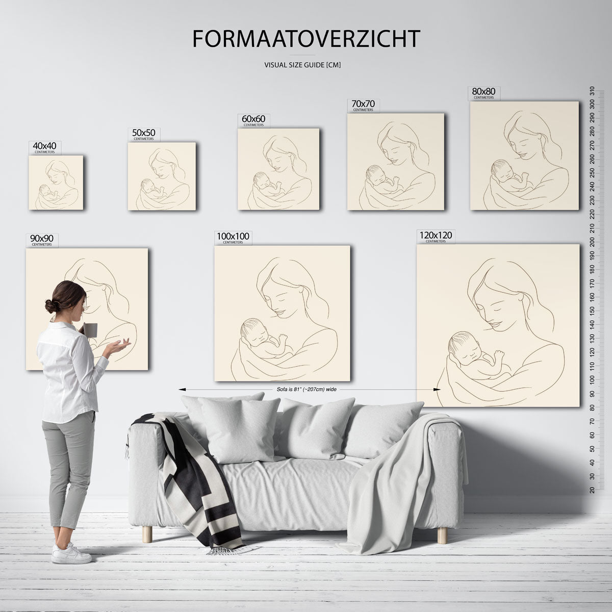 Moeder en kind – vierkante muurposter voor de kinderkamer