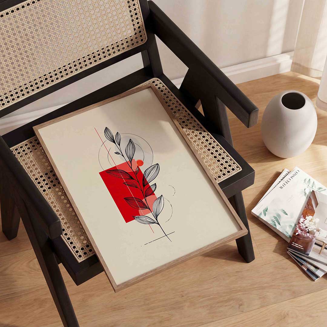 Minimalistische plant – abstracte wandkunst als portret poster