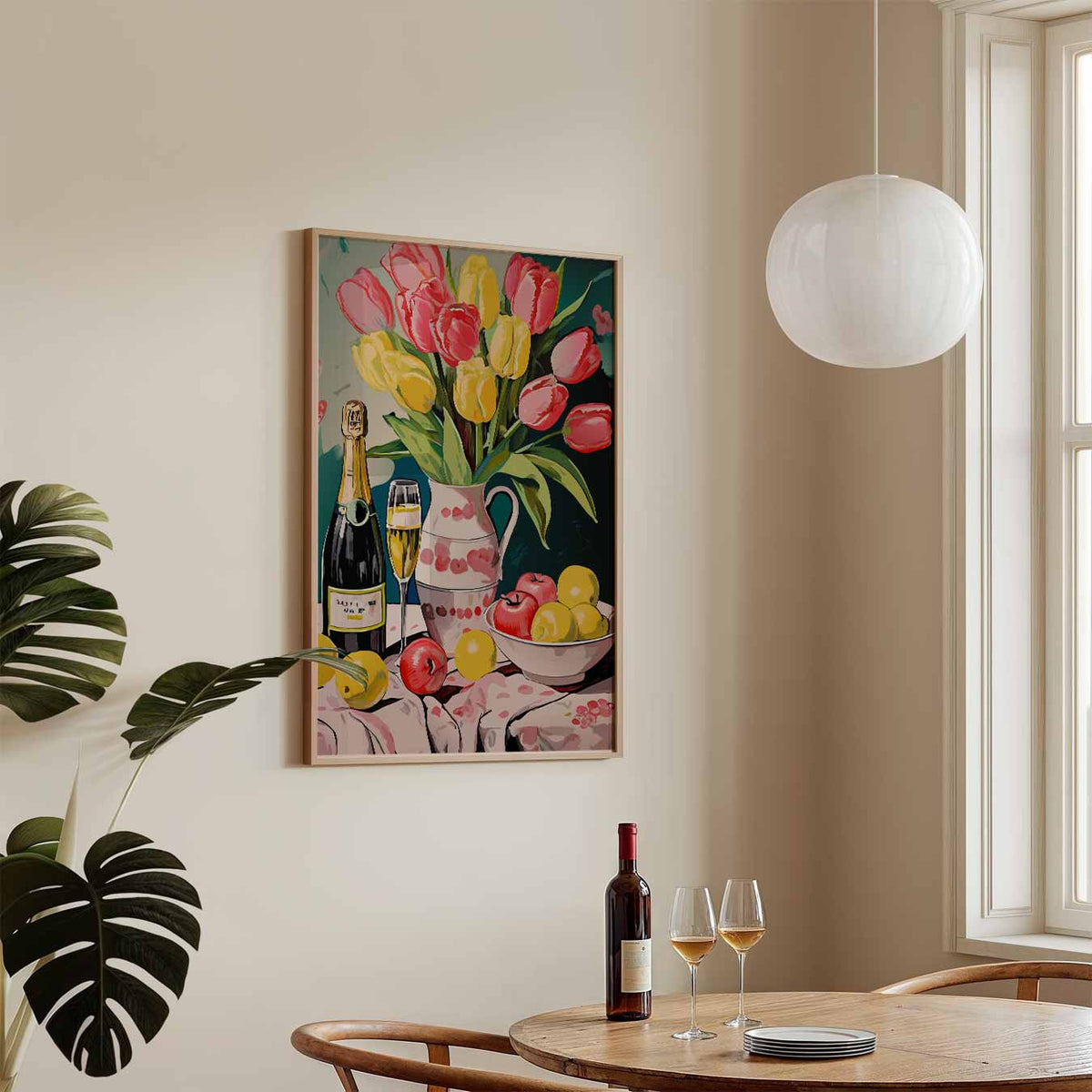 Bloemen en Bubbels – keukenposter in staand formaat