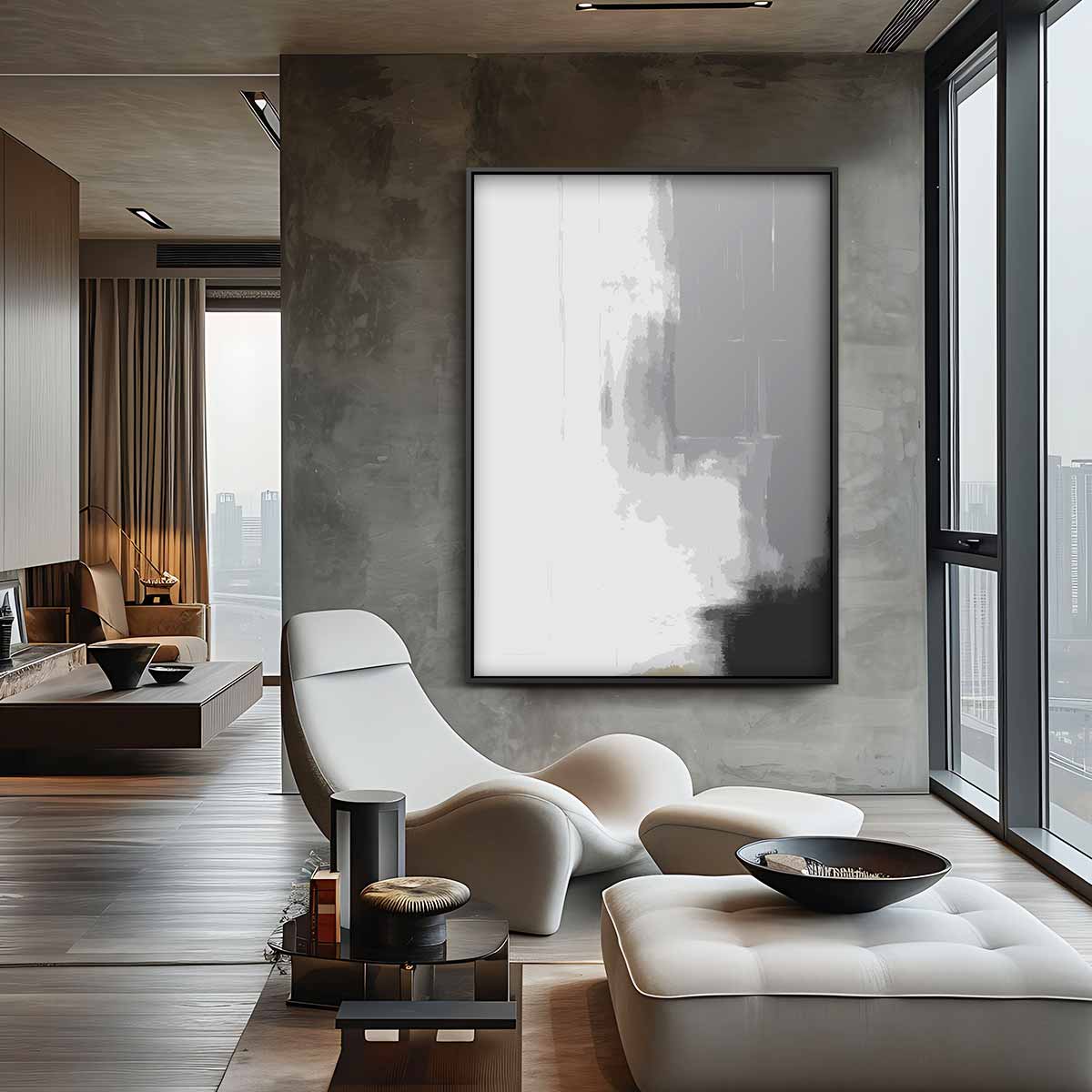 Vervaagde Grijze Transformatie – canvas wanddecoratie in portret formaat