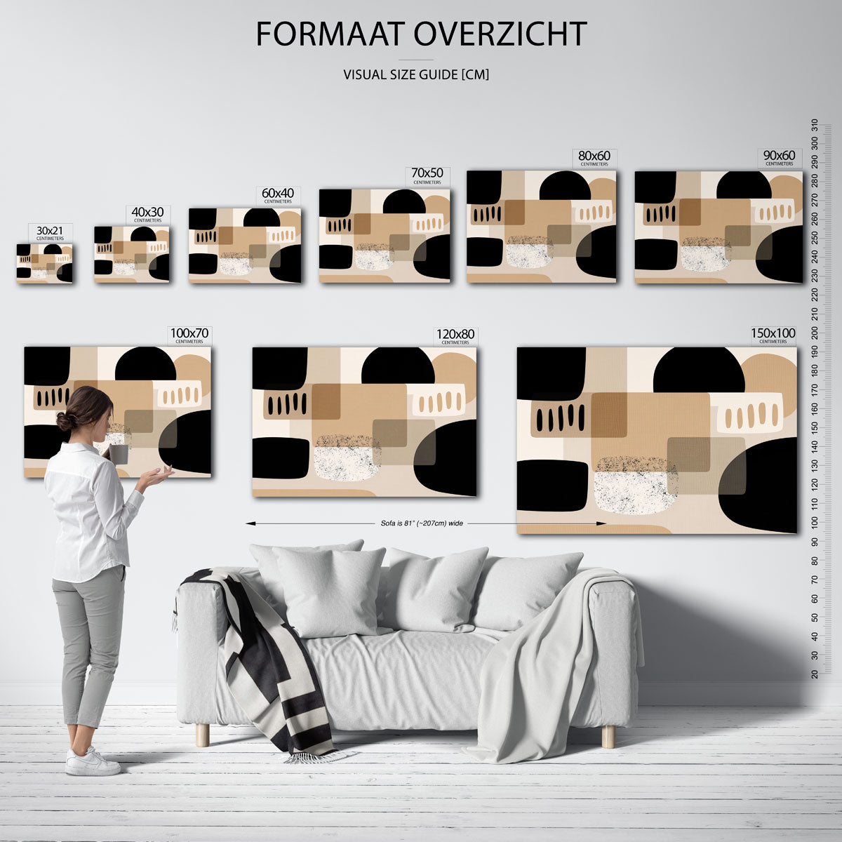 Abstracte vormen – liggende muurposter met abstracte vormen