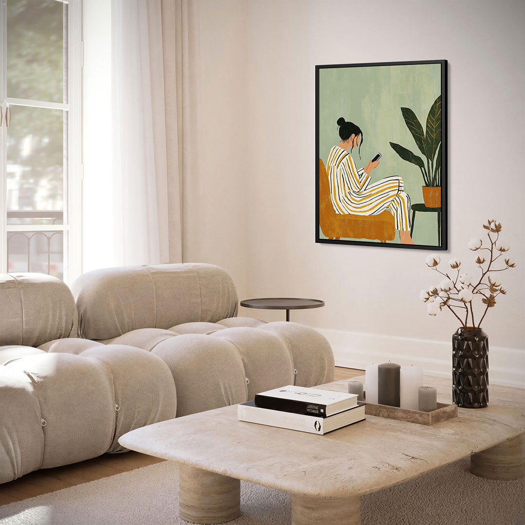 Rustige huiselijke scene – kunstwerk als stijlvolle wanddecoratie
