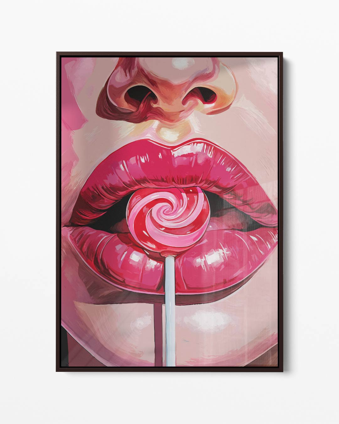 Pop Art Lolly Lips – portret kunstwerk als wanddecoratie