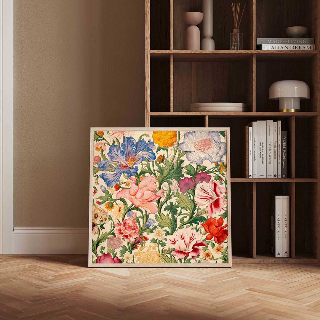 Bloemenpracht – kleurrijke vierkante wanddecoratie van WallArtistic