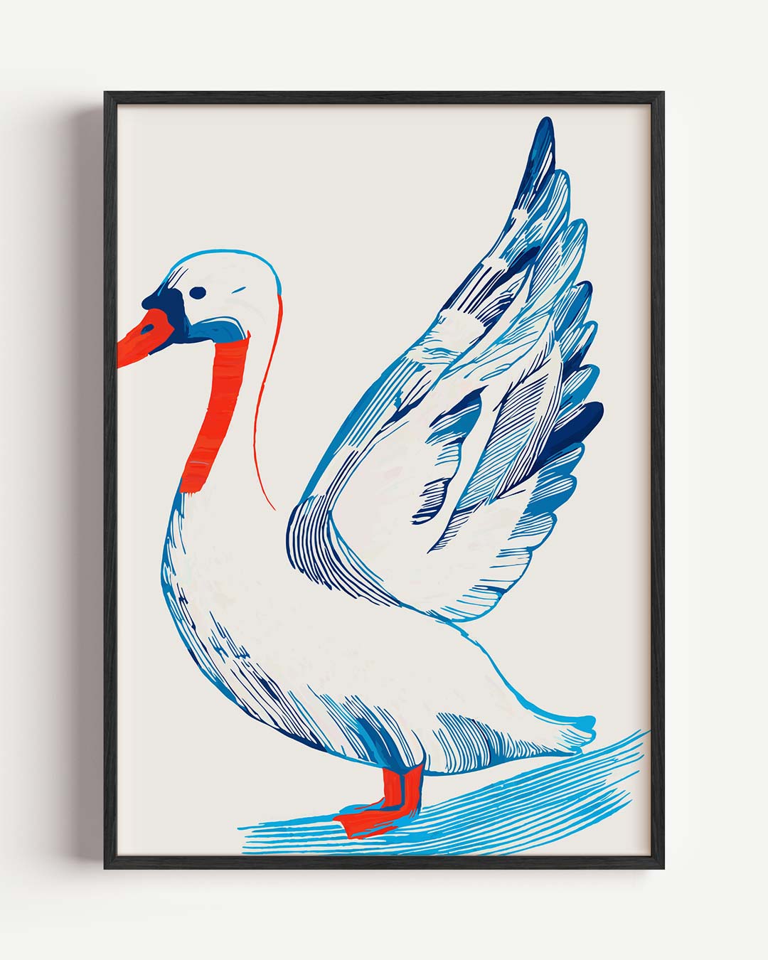 Stijlvolle Zwanenprint – zomer portret poster als wanddecoratie