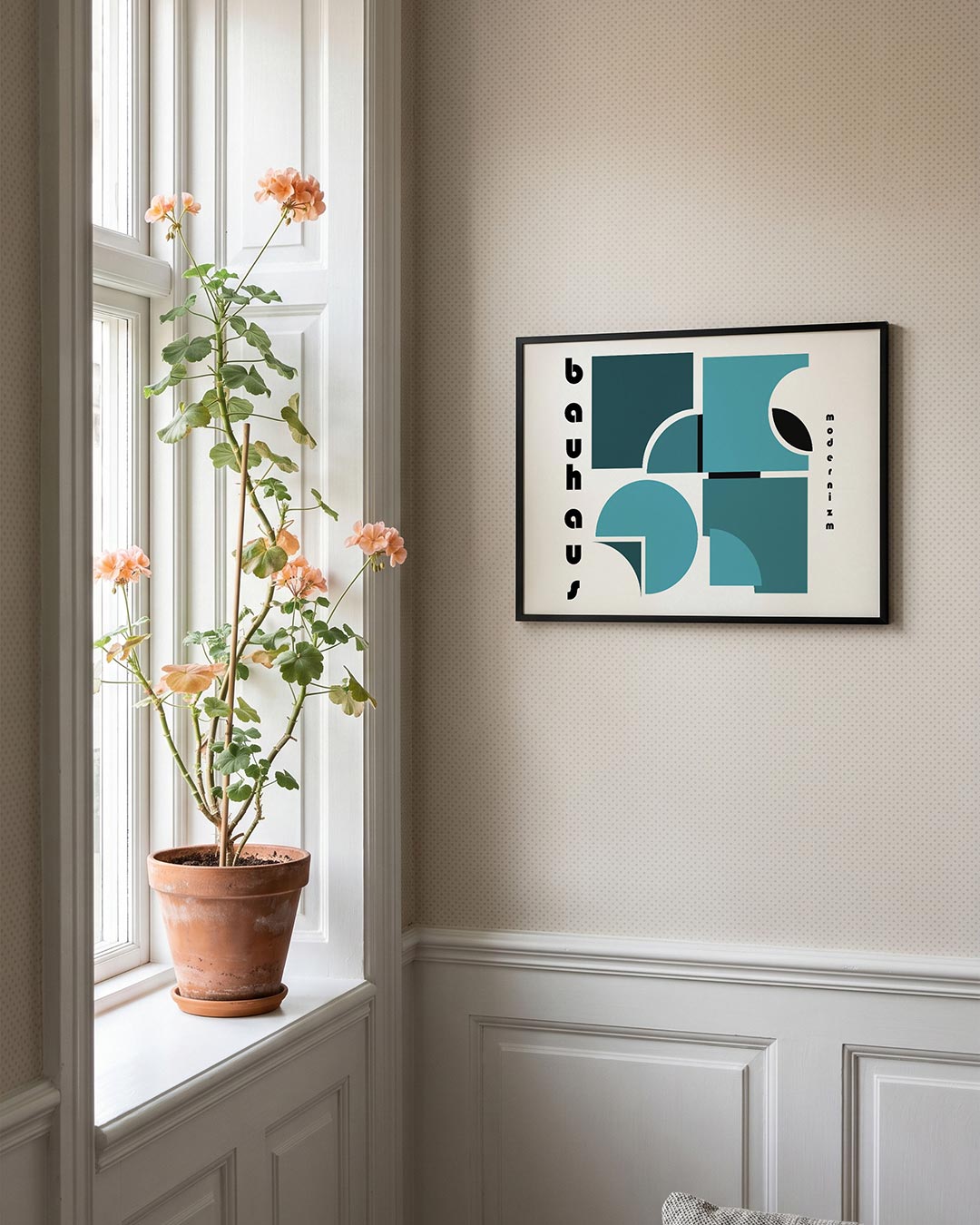 Vorm en balans – liggende Bauhaus poster voor aan de muur
