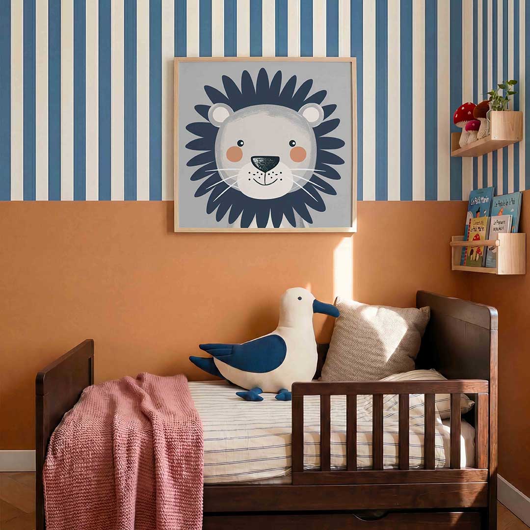 Leeuw met manen – kids poster in vierkant formaat