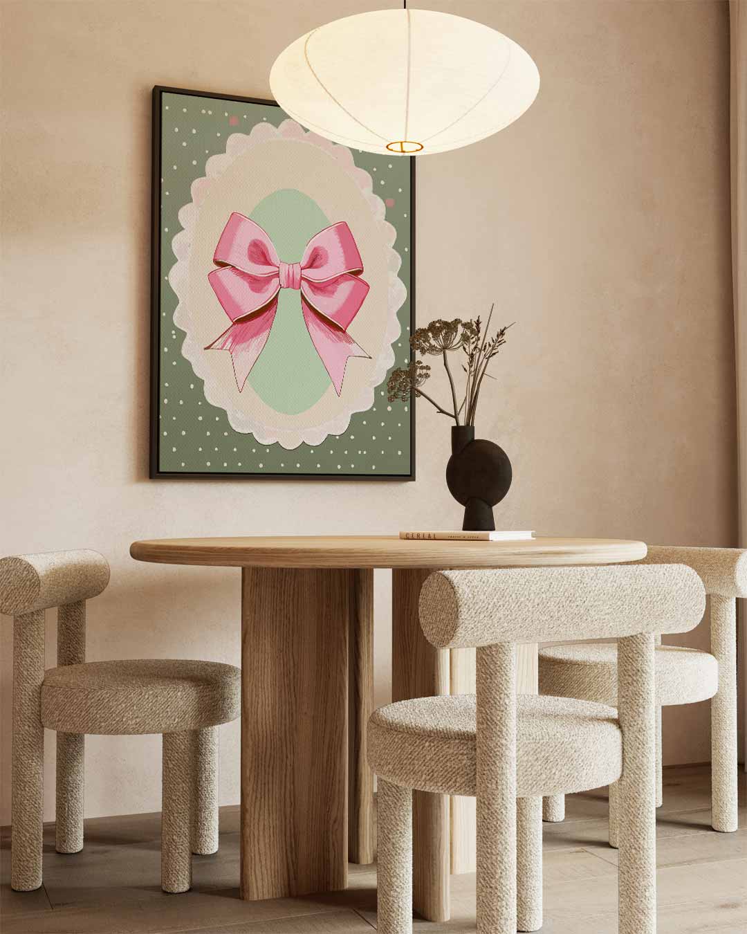 Charmante Roze Strik Illustratie – staand kunstwerk voor modern interieur
