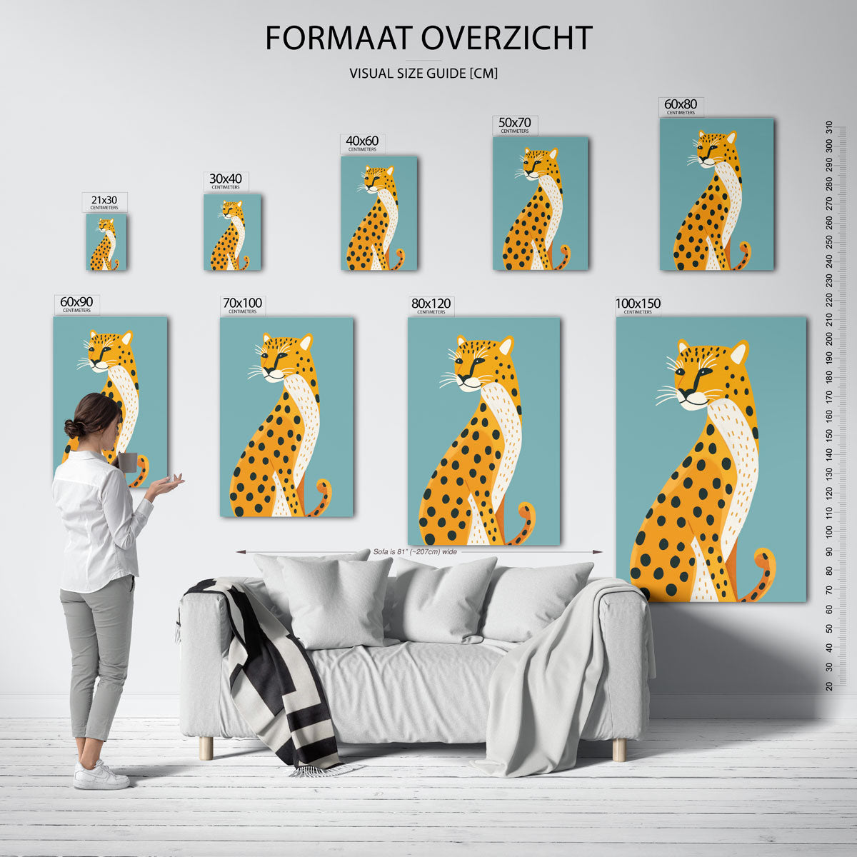 Luipaard illustratie – staande muurposter voor de kinderkamer