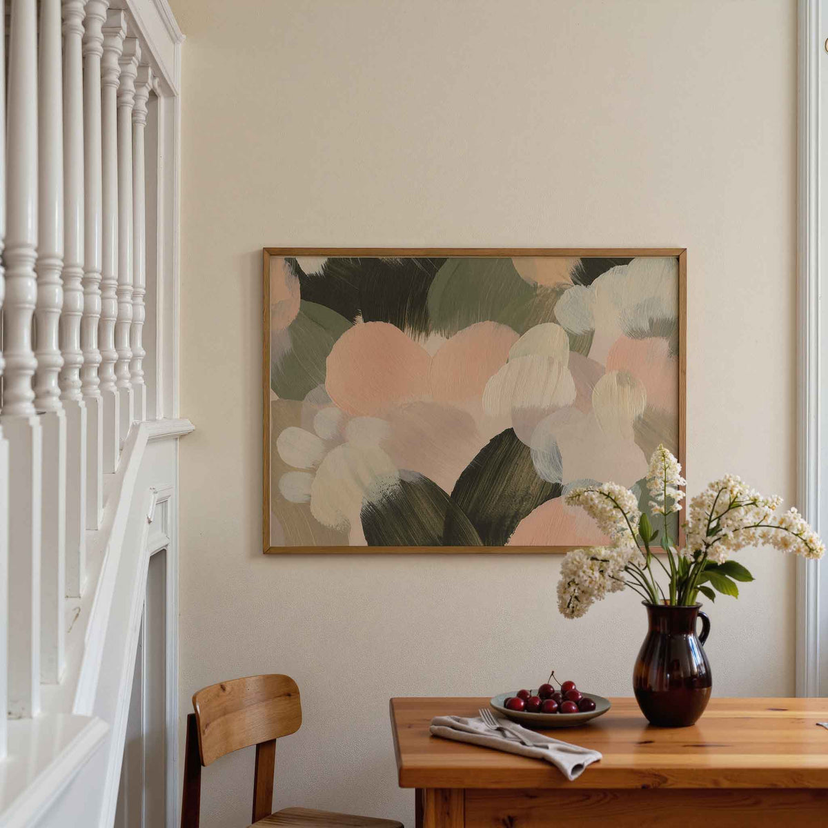 Abstracte penseelstreken – artistieke poster in liggend formaat