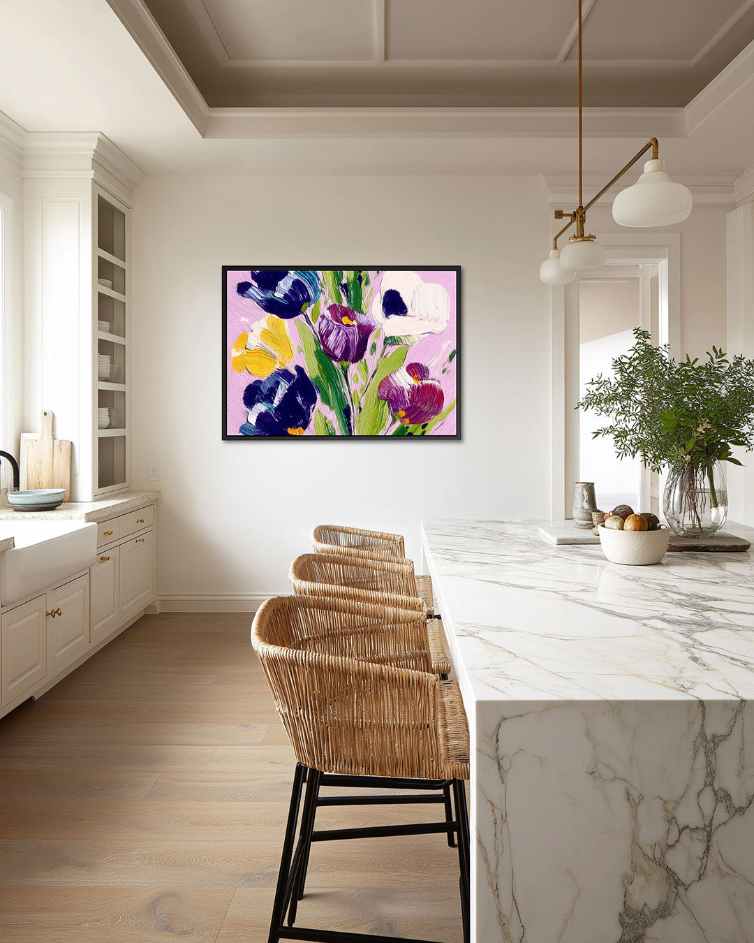 Kleurrijke bloemen – wanddecoratie in interieur