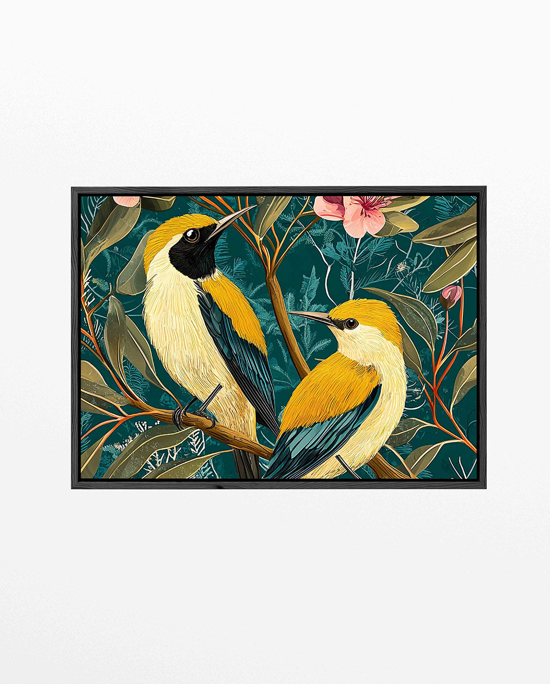 Vogels en bloemen – liggend dieren kunstwerk