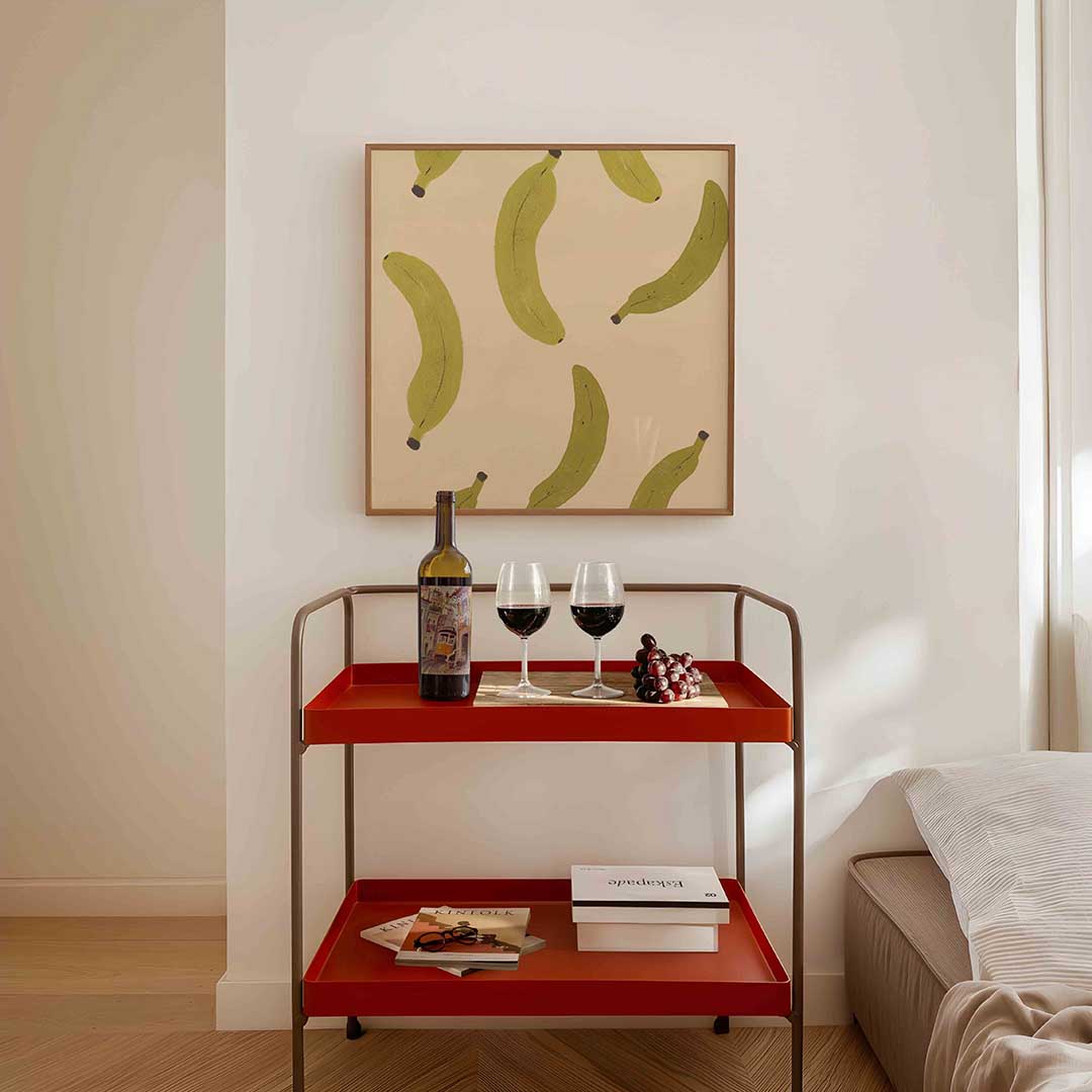 Bananenpatroon – vierkante keuken wanddecoratie van WallArtistic