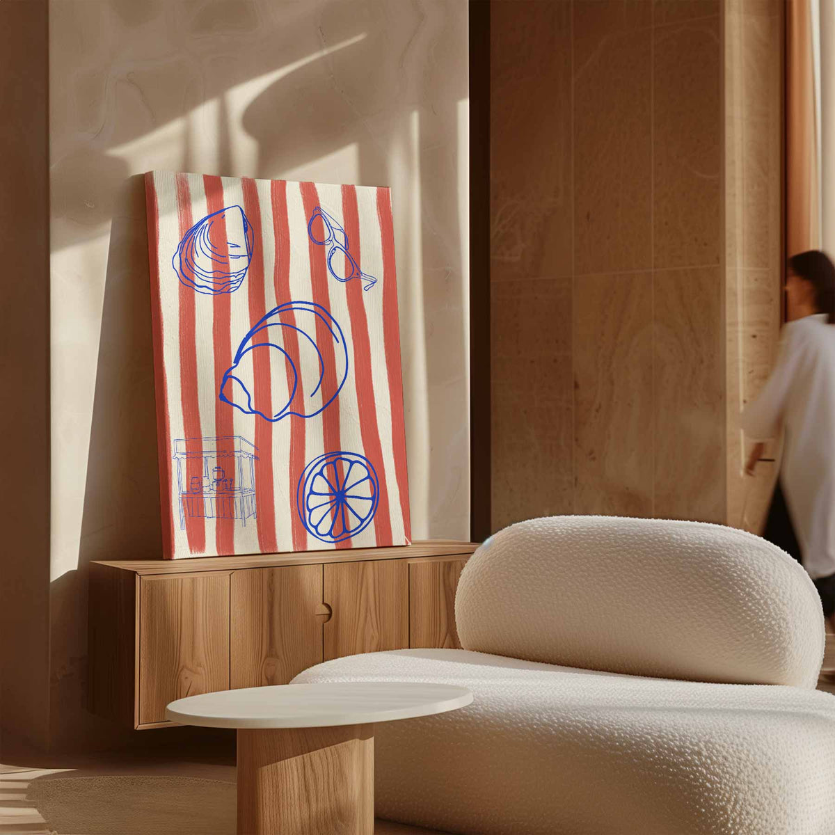 Zomerstrepen en Strandvibes – plexiglas kunstwerk als wanddecoratie