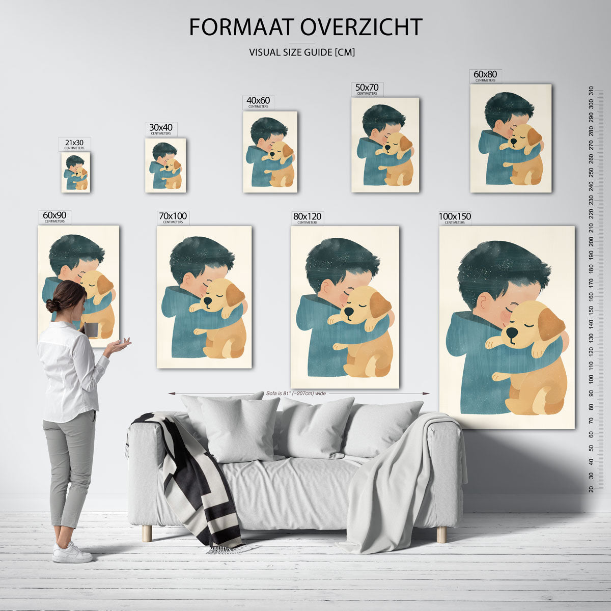 Kind met hond – staande muurposter voor de kinderkamer