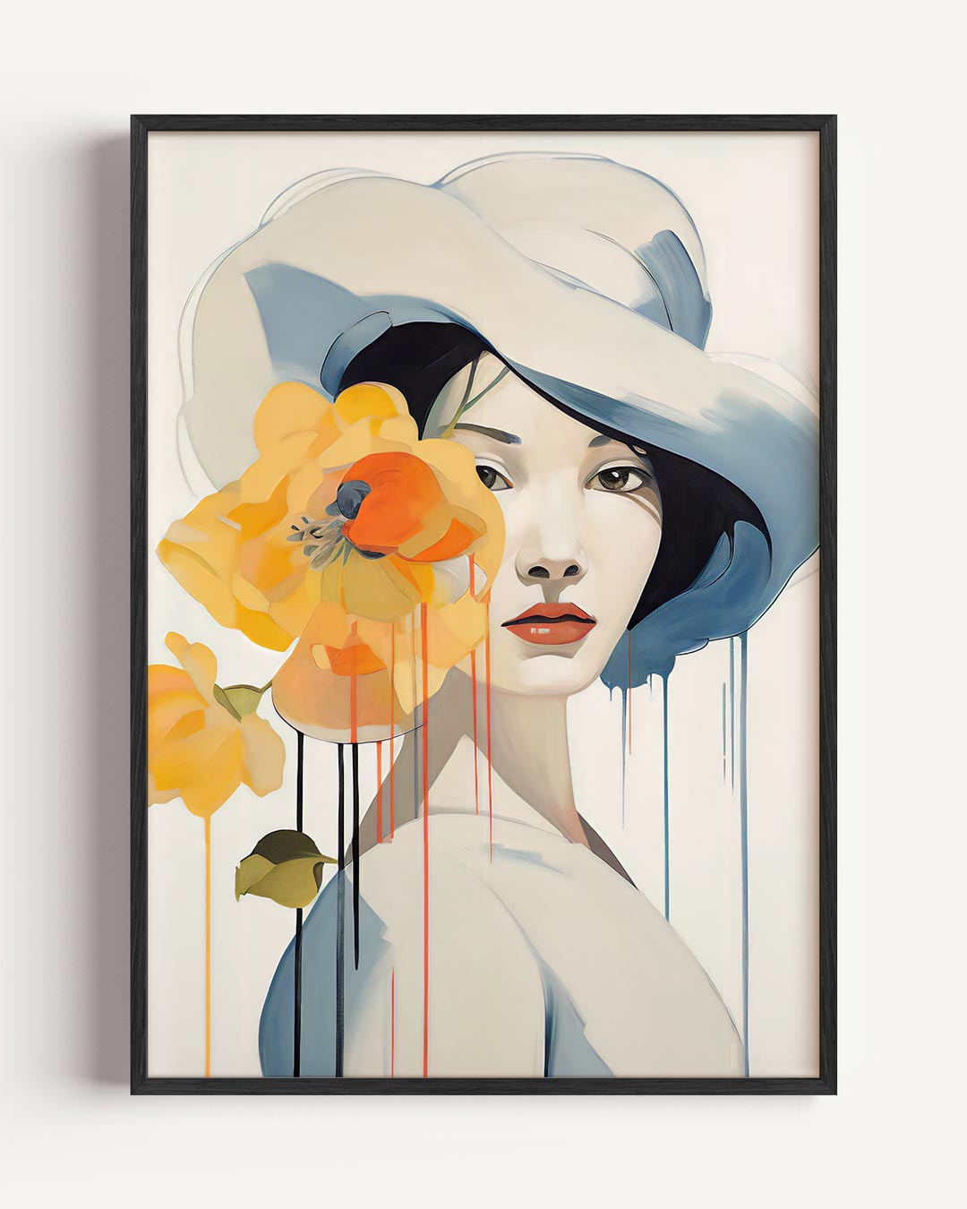 Stijlvolle Bloemenportret – vrouwelijk portret poster als wanddecoratie