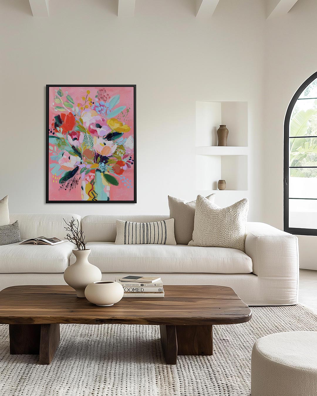 Kleurrijk bloemstuk – moderne staande wandkunst