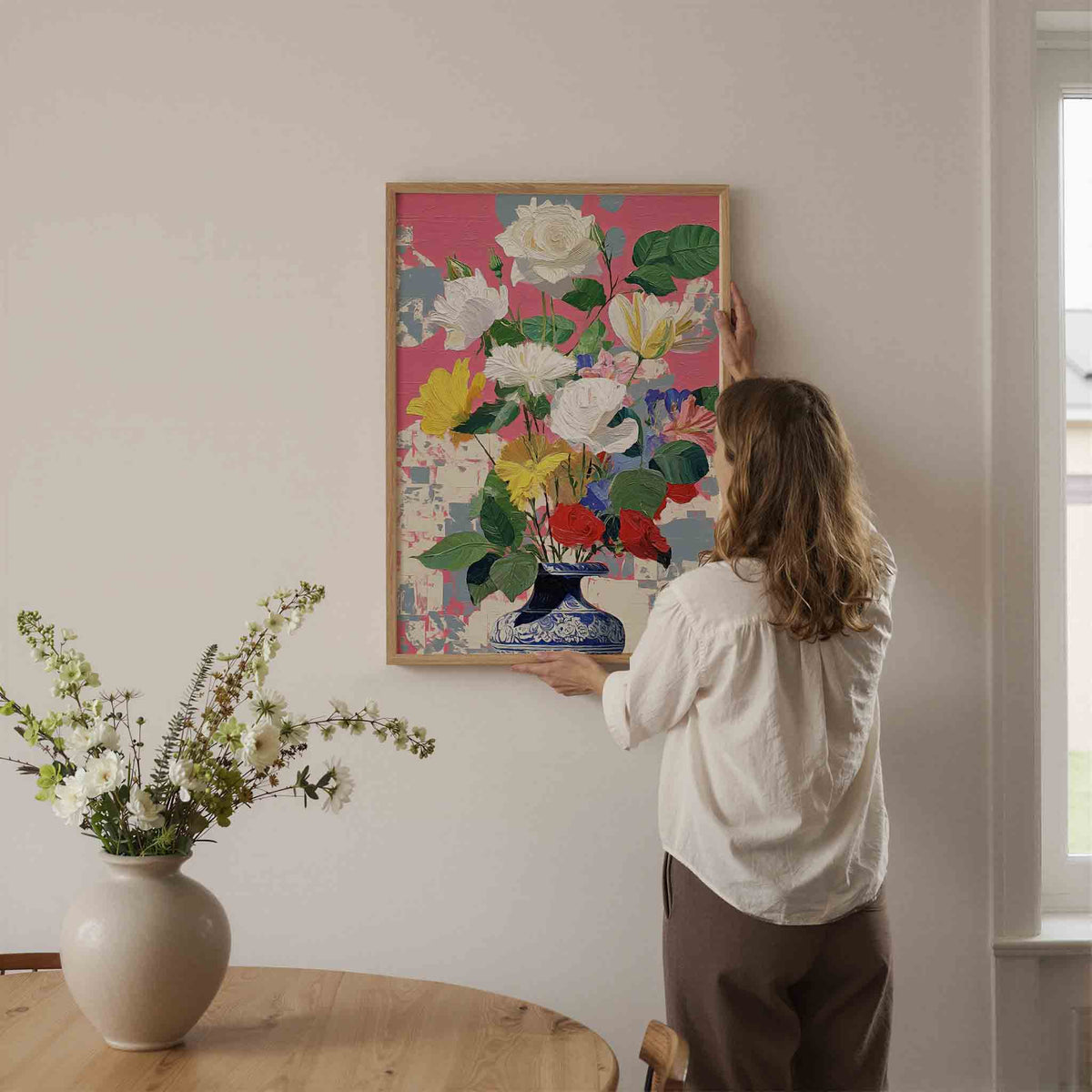 Bloemen in vaas – dromerige illustratie als portret poster