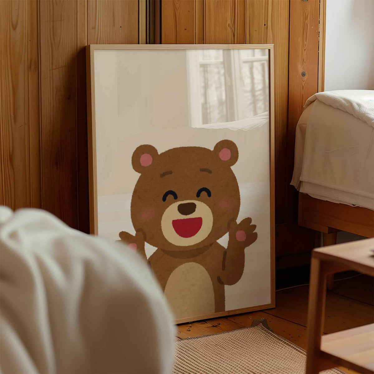 Vrolijke Knuffelbeer – kinderposter in staand formaat